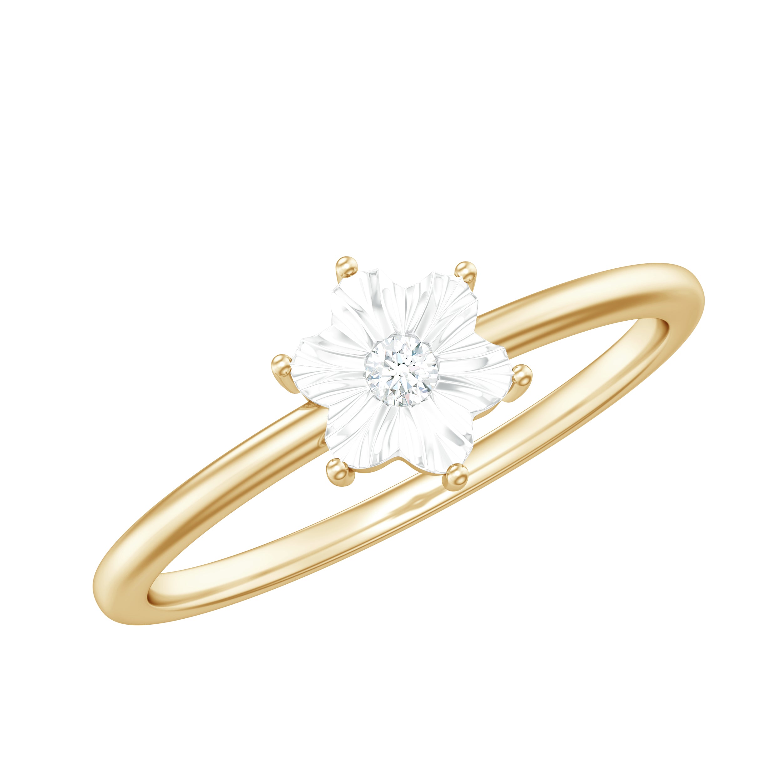 Rosec Jewels-Miracle Plate Diamond Flower Ring with Certificate
