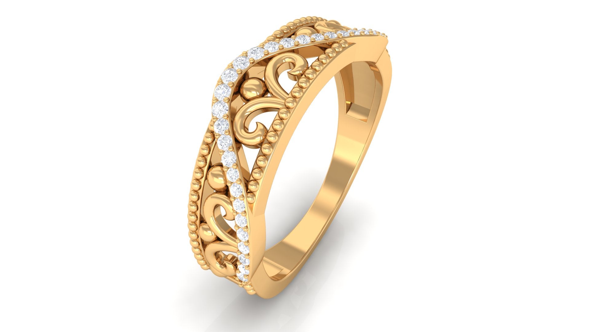 Rosec Jewels-Vintage Inspired Real Diamond Wedding Band