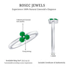 Natural Emerald 3 Stone Promise Ring with Certificate AAA - Rosec Jewels