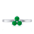 Natural Emerald 3 Stone Promise Ring with Certificate AAA - Rosec Jewels
