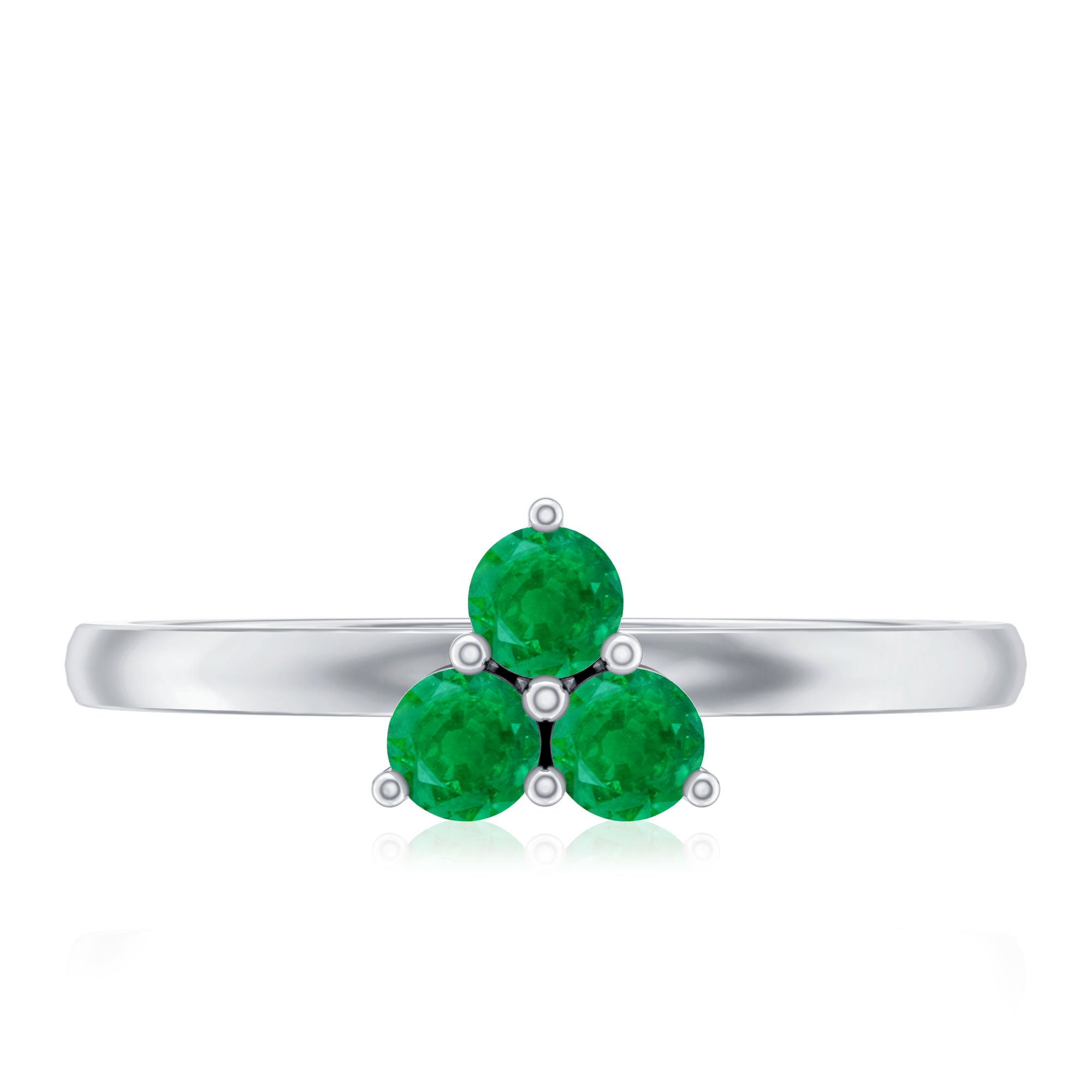 Natural Emerald 3 Stone Promise Ring with Certificate AAA - Rosec Jewels