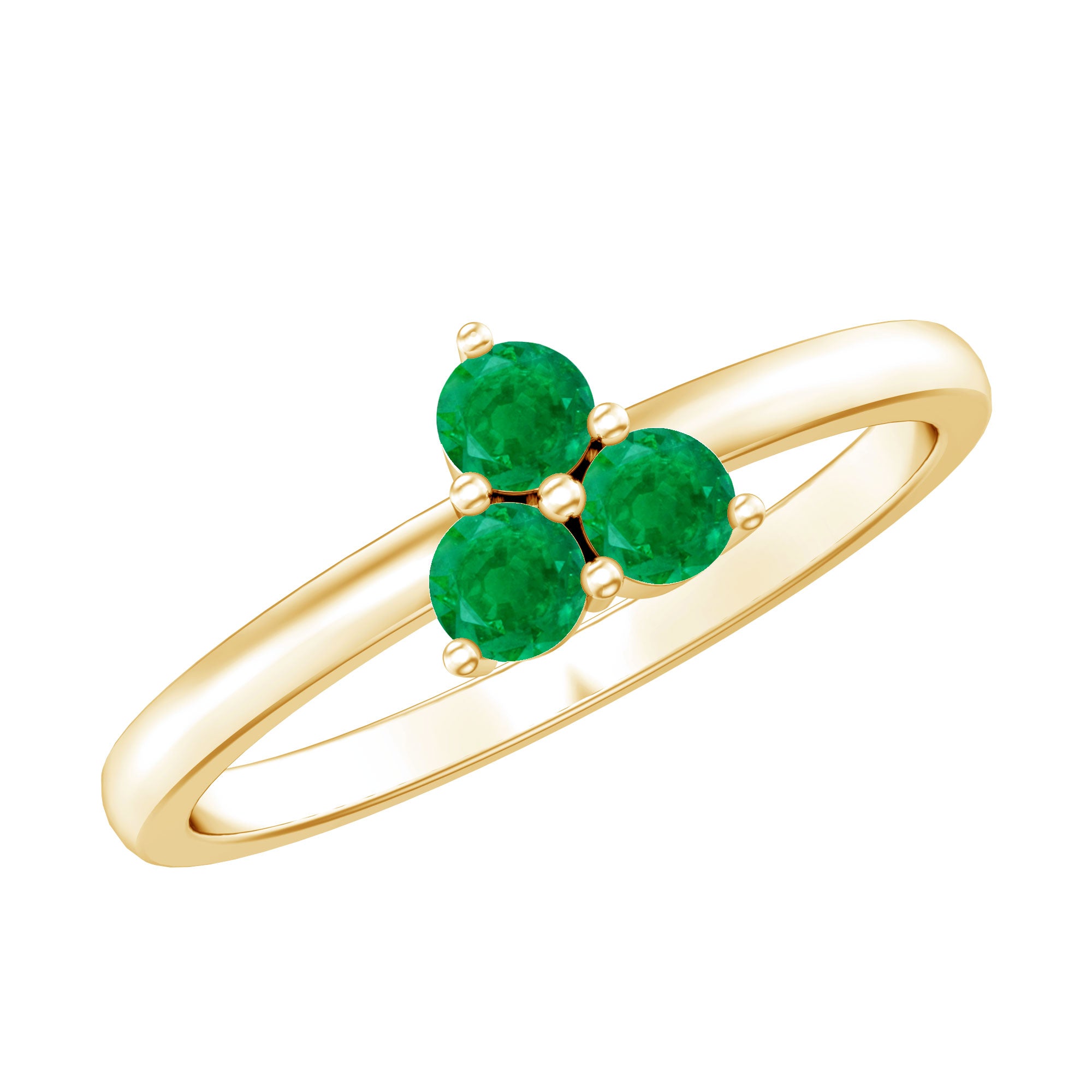 Natural Emerald 3 Stone Promise Ring with Certificate AAA - Rosec Jewels