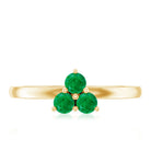 Natural Emerald 3 Stone Promise Ring with Certificate AAA - Rosec Jewels