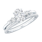 Certified 0.75 Carat Oval Lab Grown Diamond Wedding Bridal Ring Set Lab - ( EF-VS ) - Rosec Jewels