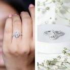 Certified Lab Grown Diamond Teardrop Halo Engagement Ring Lab - ( EF-VS ) - Rosec Jewels