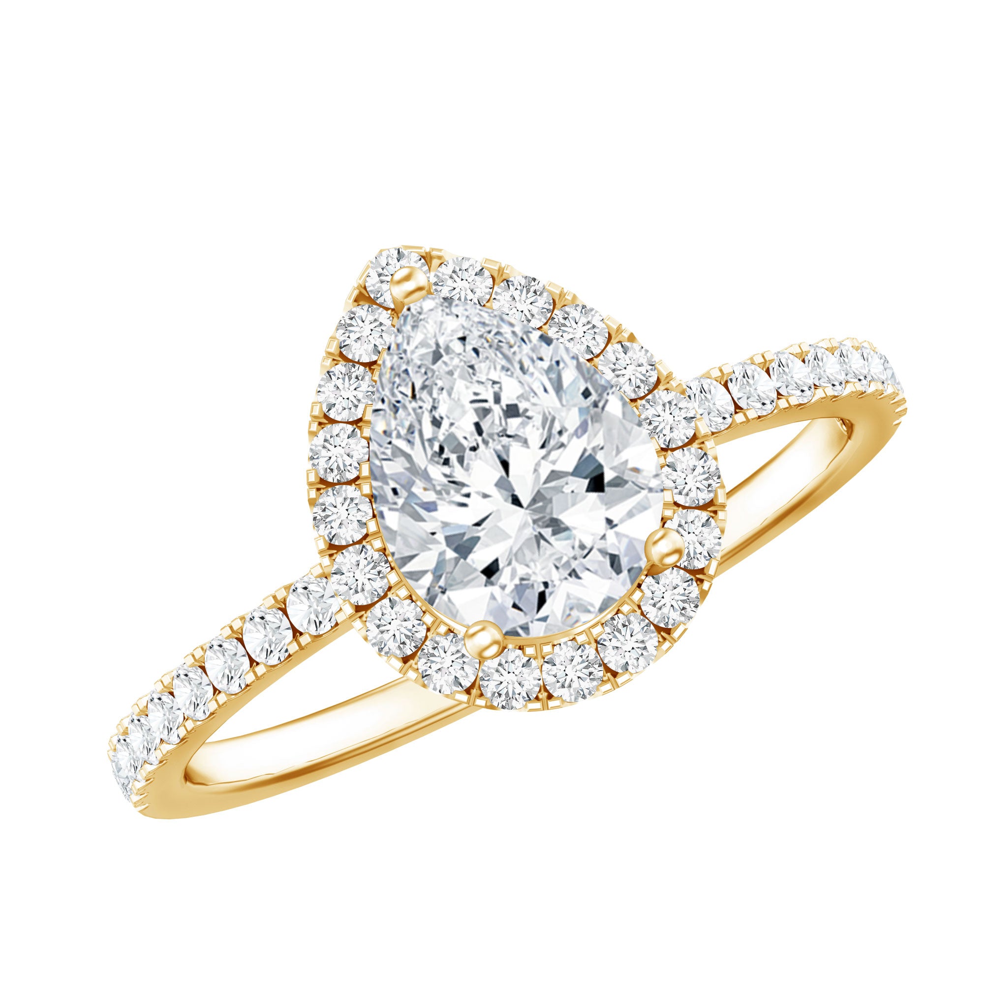 Certified Lab Grown Diamond Teardrop Halo Engagement Ring Lab - ( EF-VS ) - Rosec Jewels