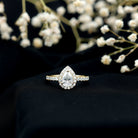 Certified Lab Grown Diamond Teardrop Halo Engagement Ring Lab - ( EF-VS ) - Rosec Jewels
