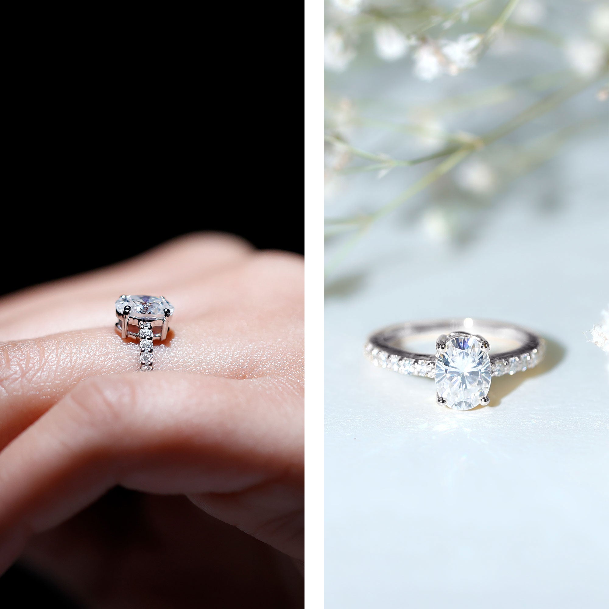 Certified 6X8 MM Lab Grown Diamond Oval Engagement Ring Lab - ( EF-VS ) - Rosec Jewels