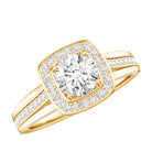 Certified 6 MM Lab Grown Diamond Halo Engagement Ring Lab - ( EF-VS ) - Rosec Jewels