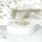 Certified 6 MM Lab Grown Diamond Halo Engagement Ring Lab - ( EF-VS ) - Rosec Jewels