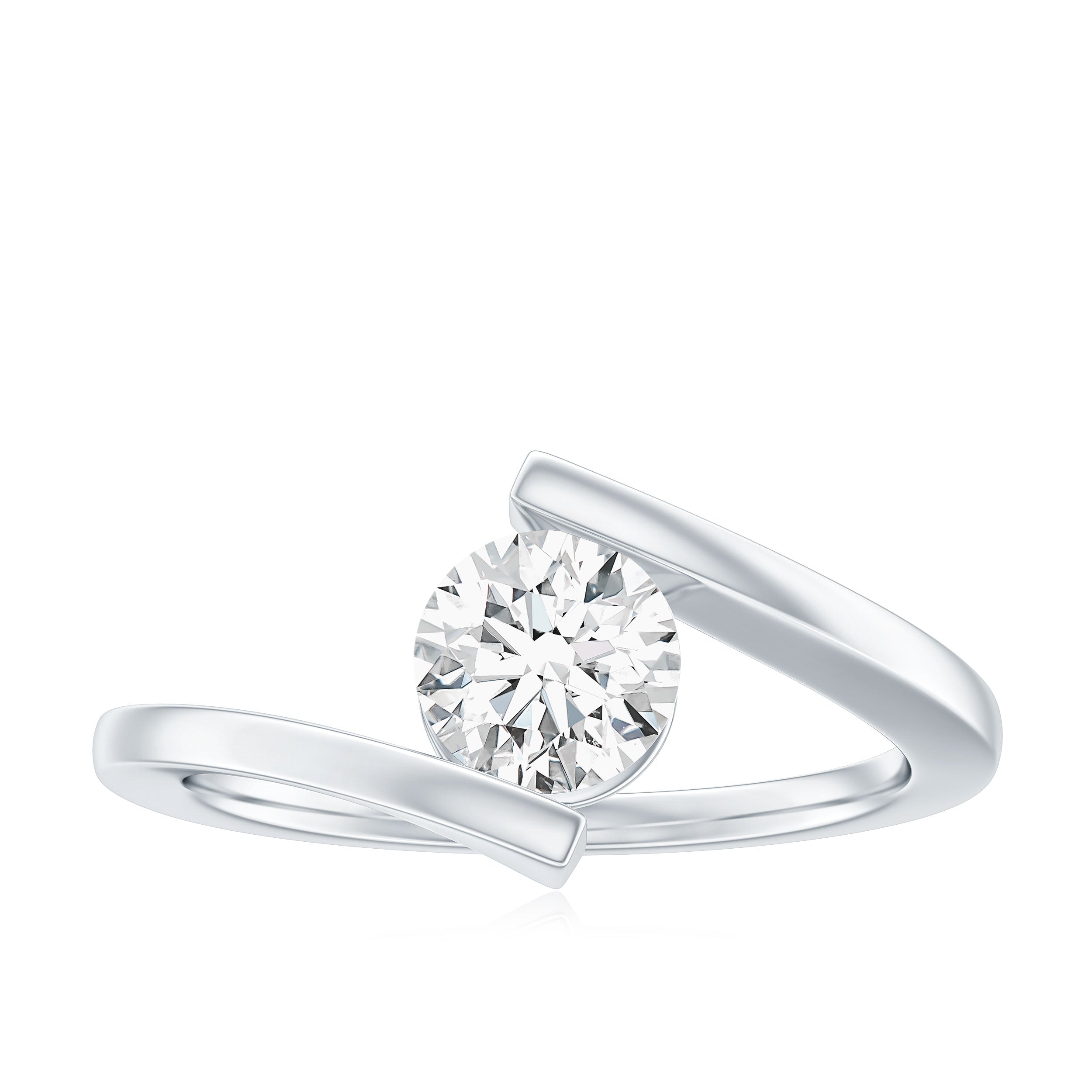 Certified 6 MM Lab Grown Diamond Tension Setting Engagement Ring Lab - ( EF-VS ) - Rosec Jewels