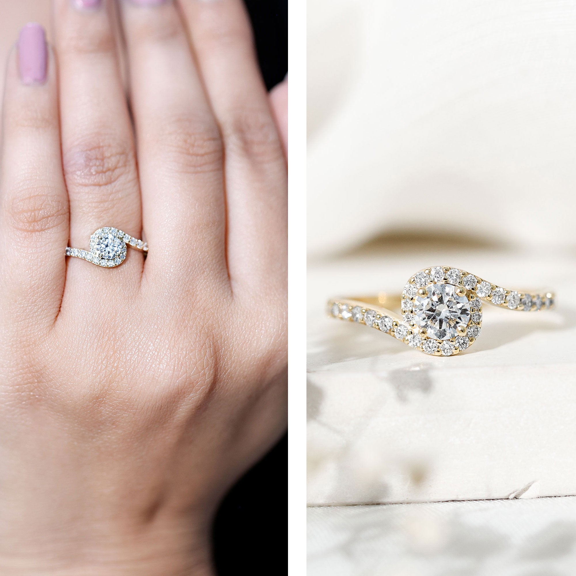 Certified 5 MM Lab Grown Diamond Bypass Engagement Ring Lab - ( EF-VS ) - Rosec Jewels