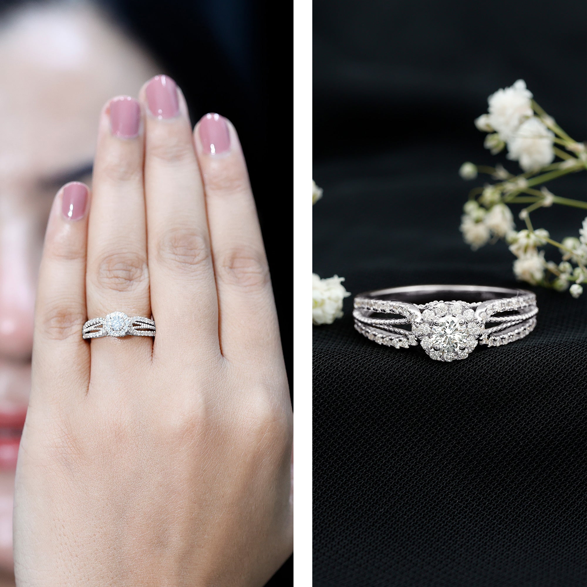 Certified Lab Grown Diamond Vintage Style Engagement Ring Lab - ( EF-VS ) - Rosec Jewels