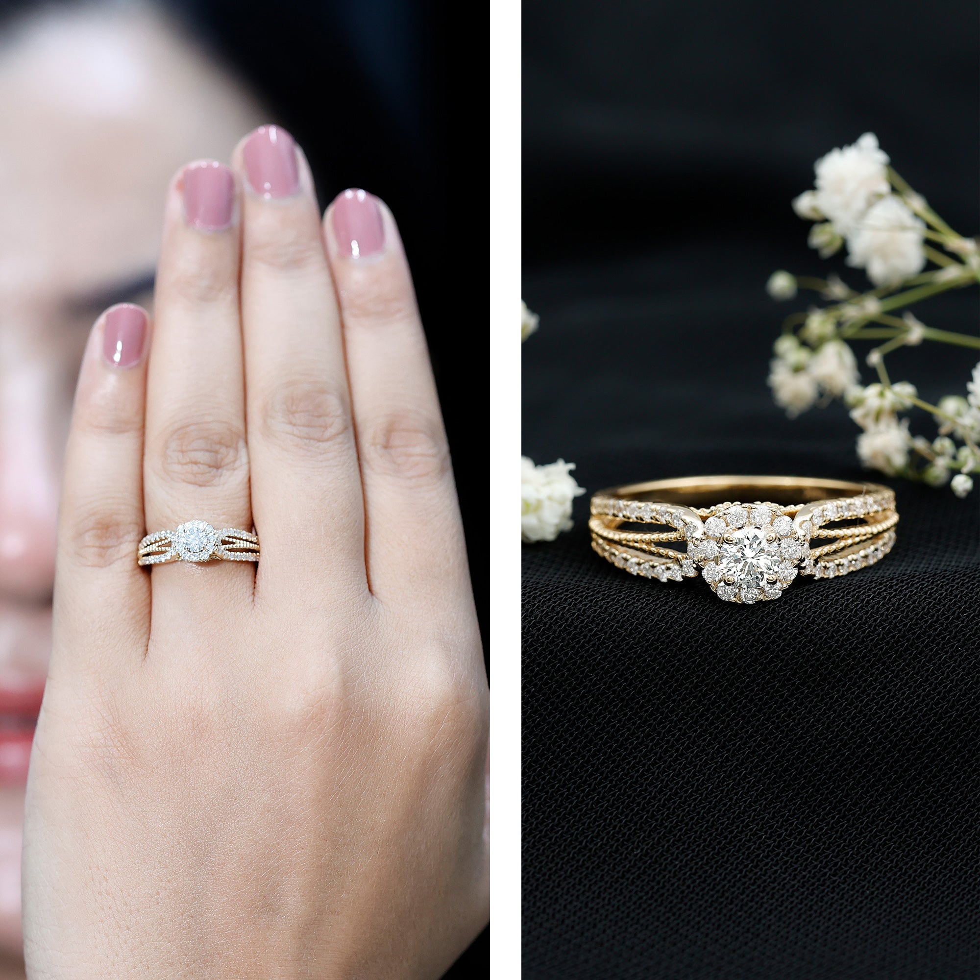 Certified Lab Grown Diamond Vintage Style Engagement Ring Lab - ( EF-VS ) - Rosec Jewels