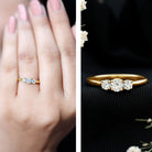 Lab Grown Diamond Minimal 3 Stone Engagement Ring Lab - ( EF-VS ) - Rosec Jewels