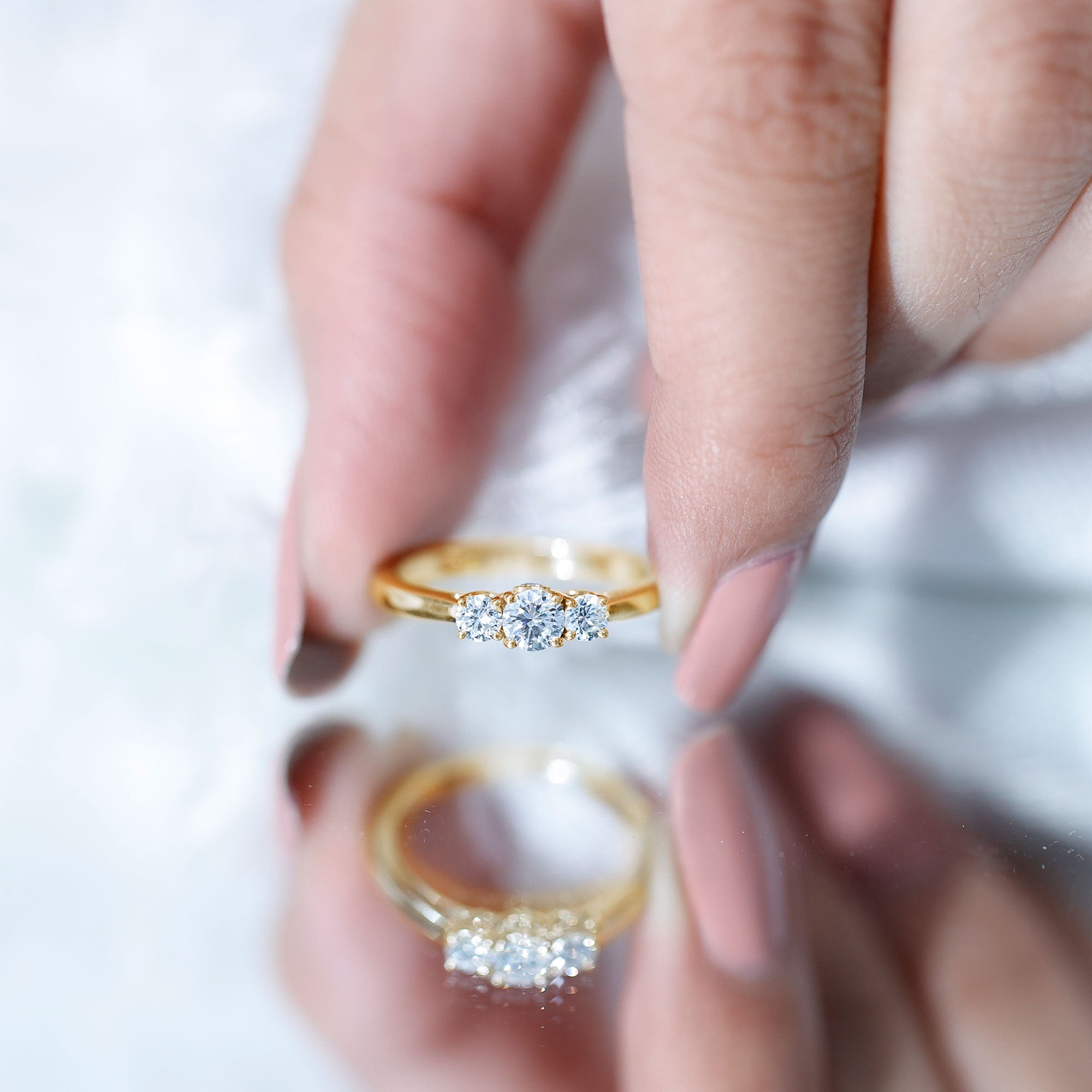 Rosec Jewels-Lab Grown Diamond Minimal 3 Stone Engagement Ring