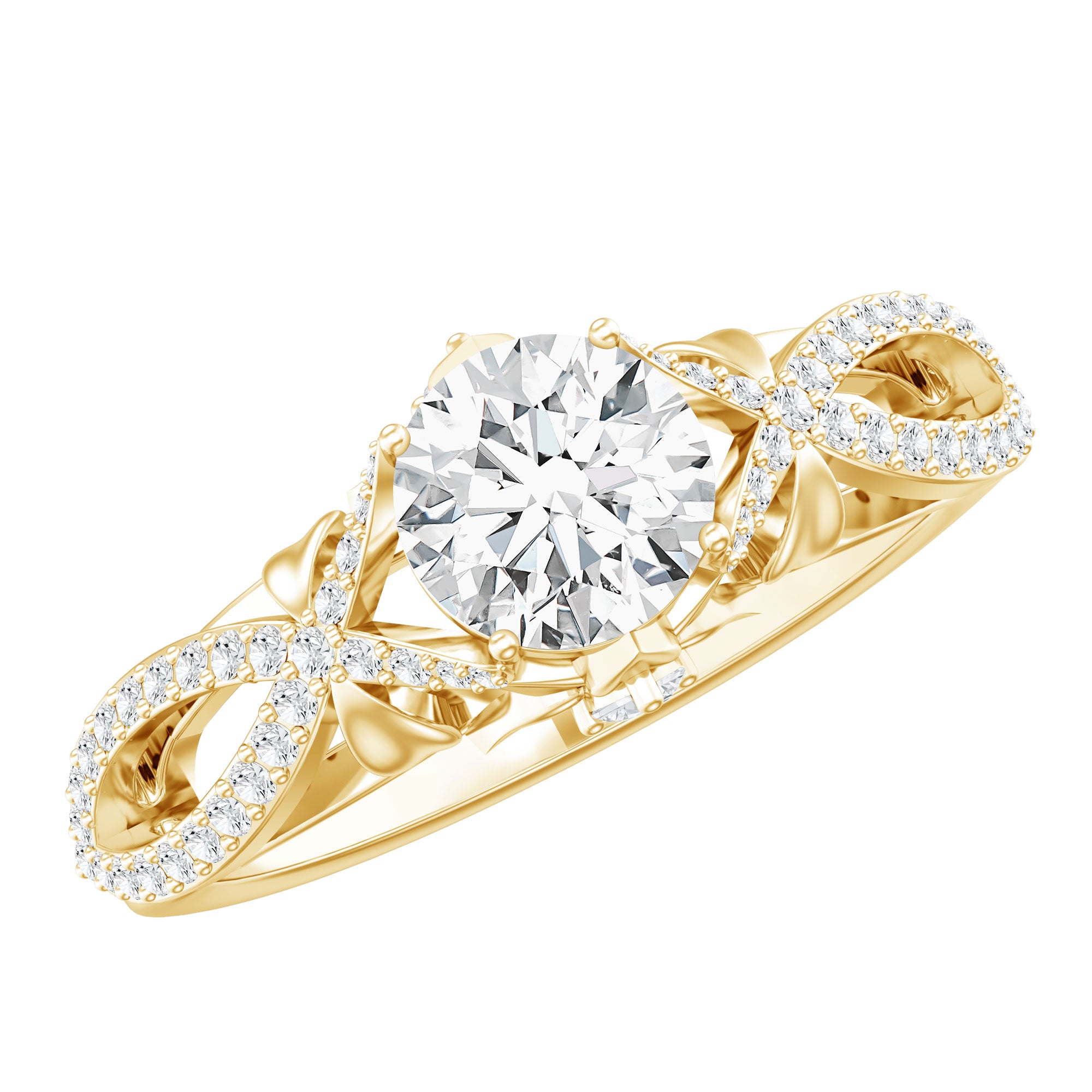Certified 6 MM Lab Grown Diamond Crossover Engagement Ring Lab - ( EF-VS ) - Rosec Jewels