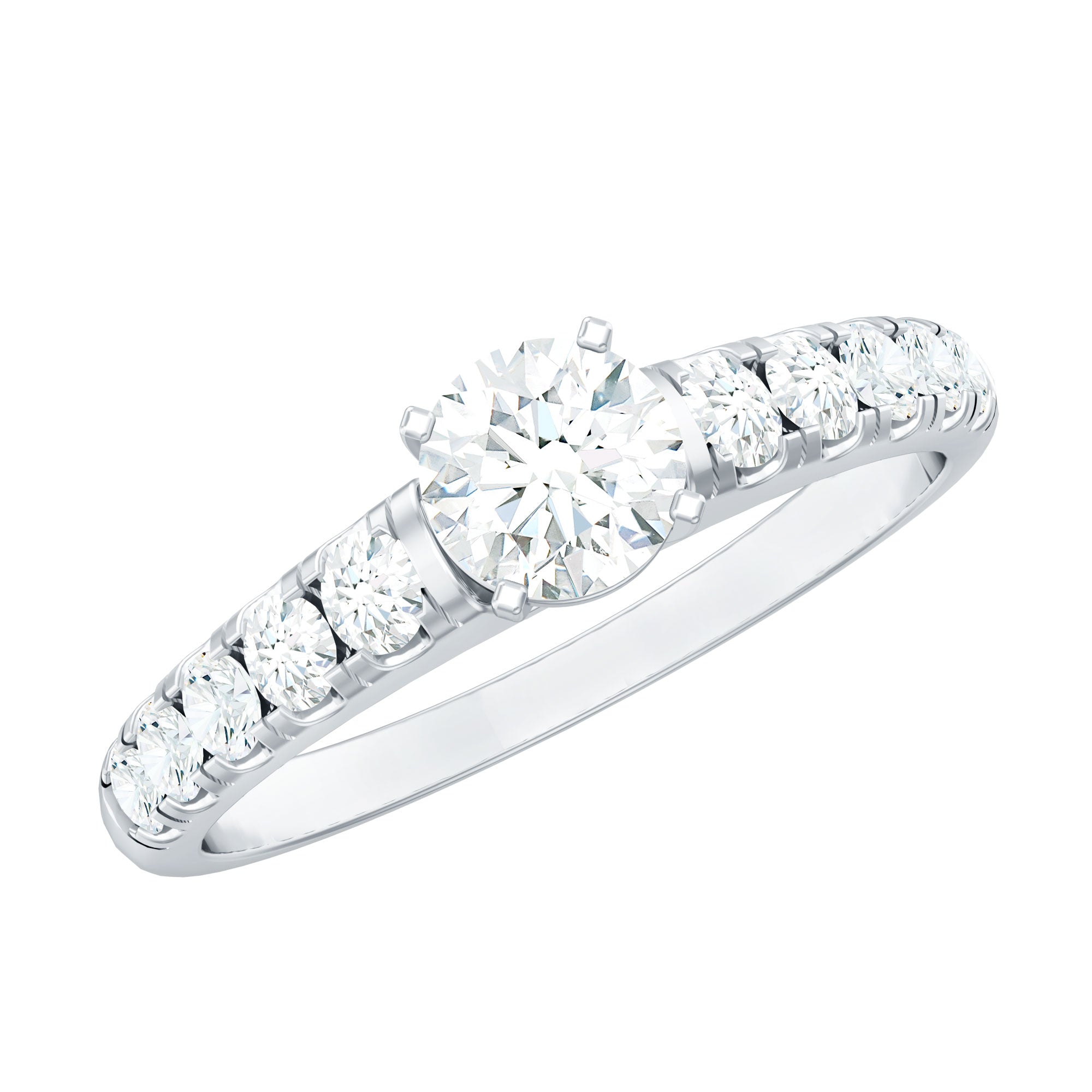 Lab Grown Diamond Classic Engagement Ring With Side Stones