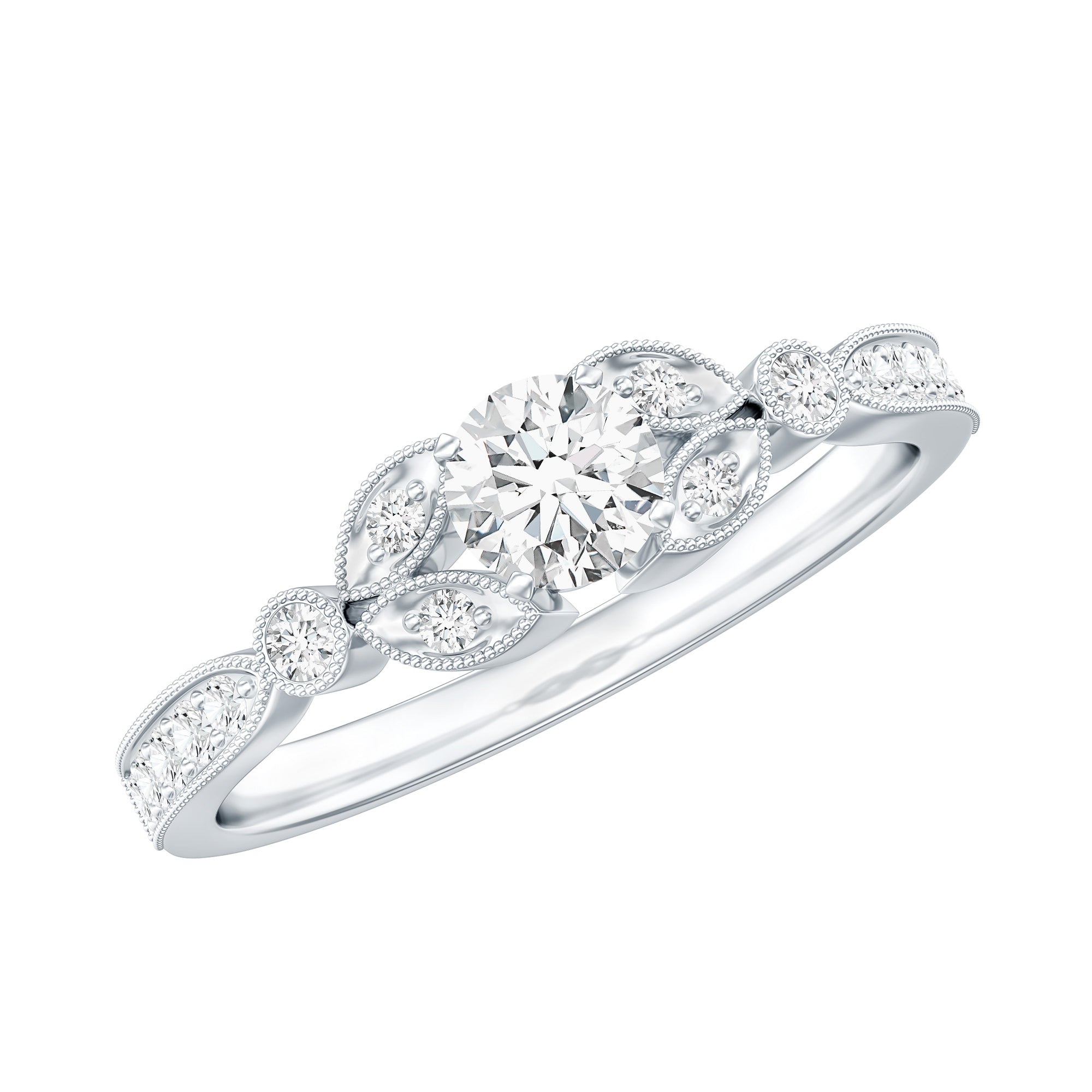 Certified Lab Grown Diamond Minimal Engagement Ring Lab - ( EF-VS ) - Rosec Jewels