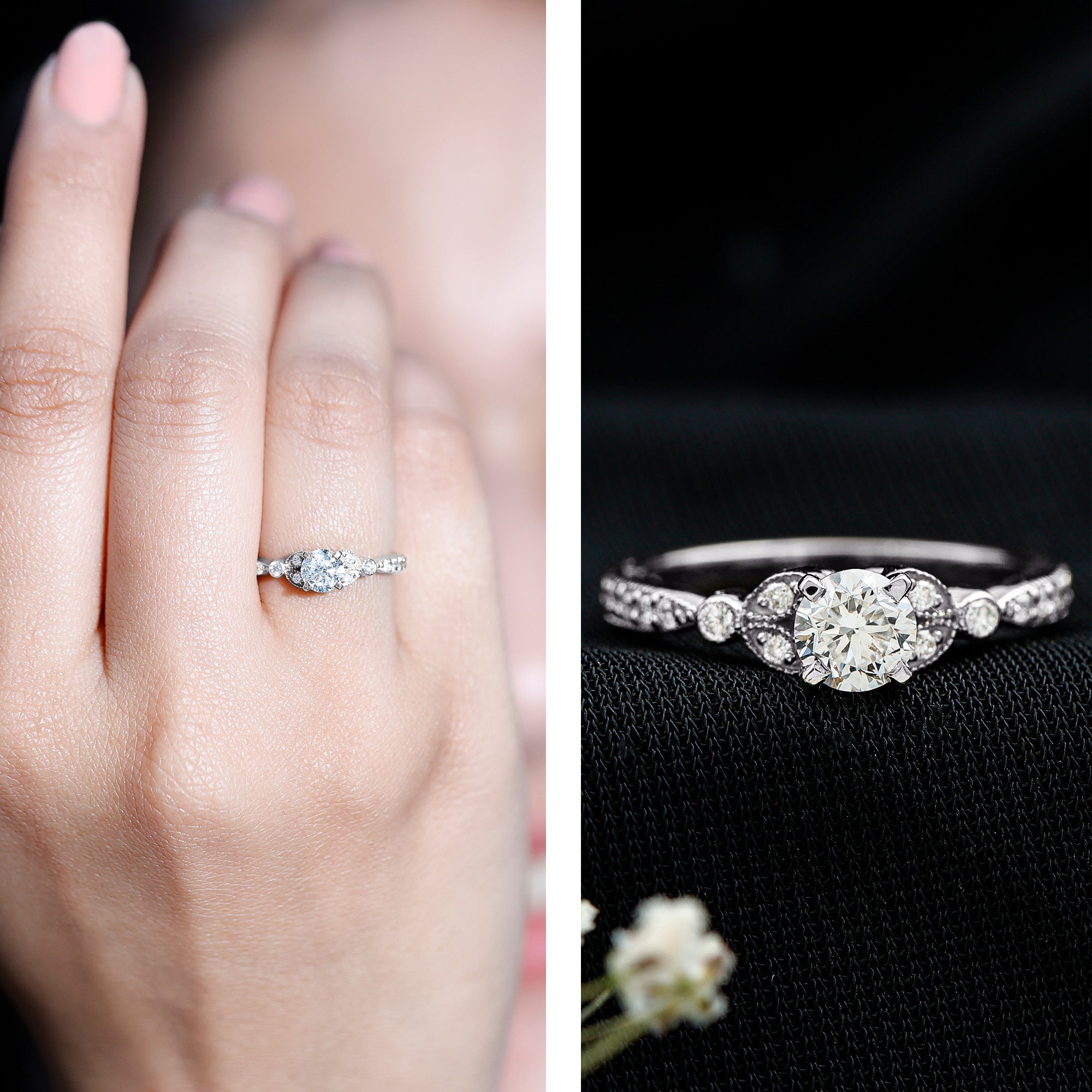 Certified Lab Grown Diamond Minimal Engagement Ring Lab - ( EF-VS ) - Rosec Jewels