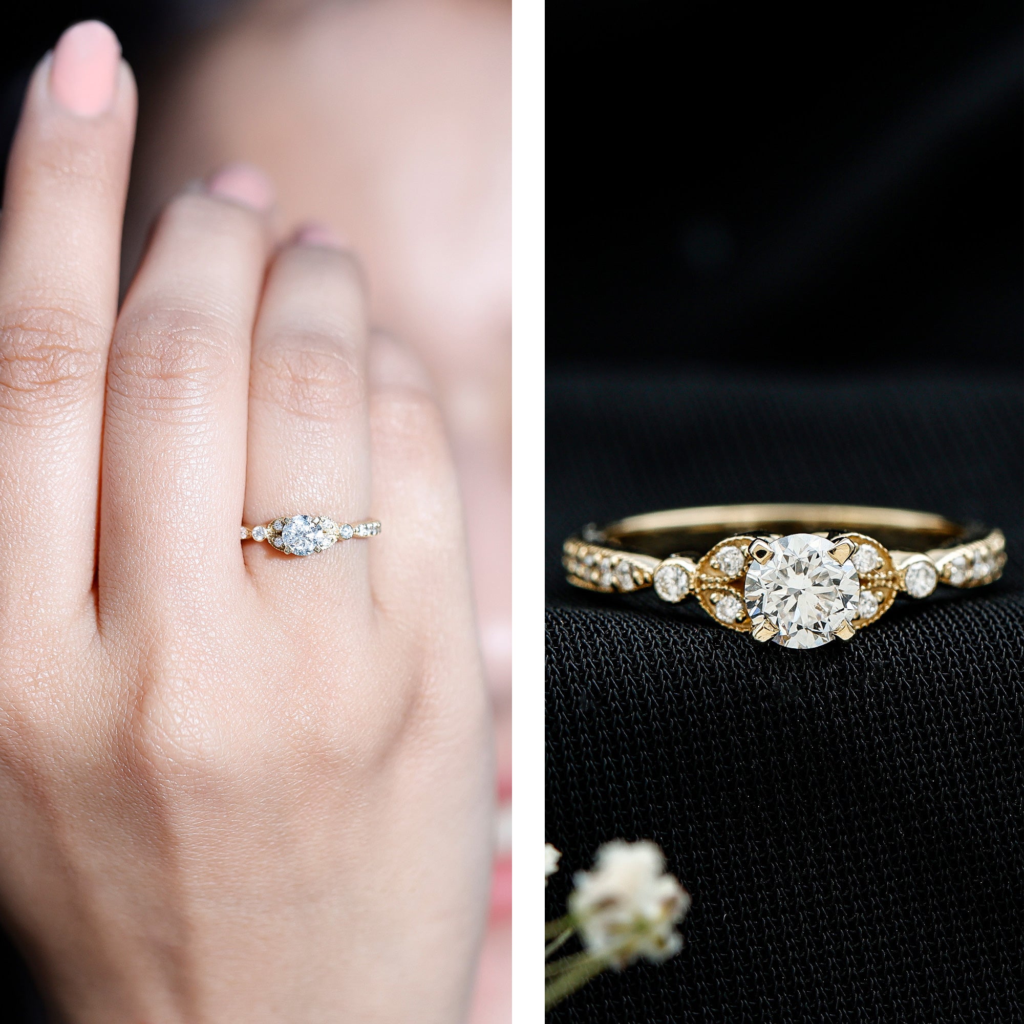 Certified Lab Grown Diamond Minimal Engagement Ring Lab - ( EF-VS ) - Rosec Jewels