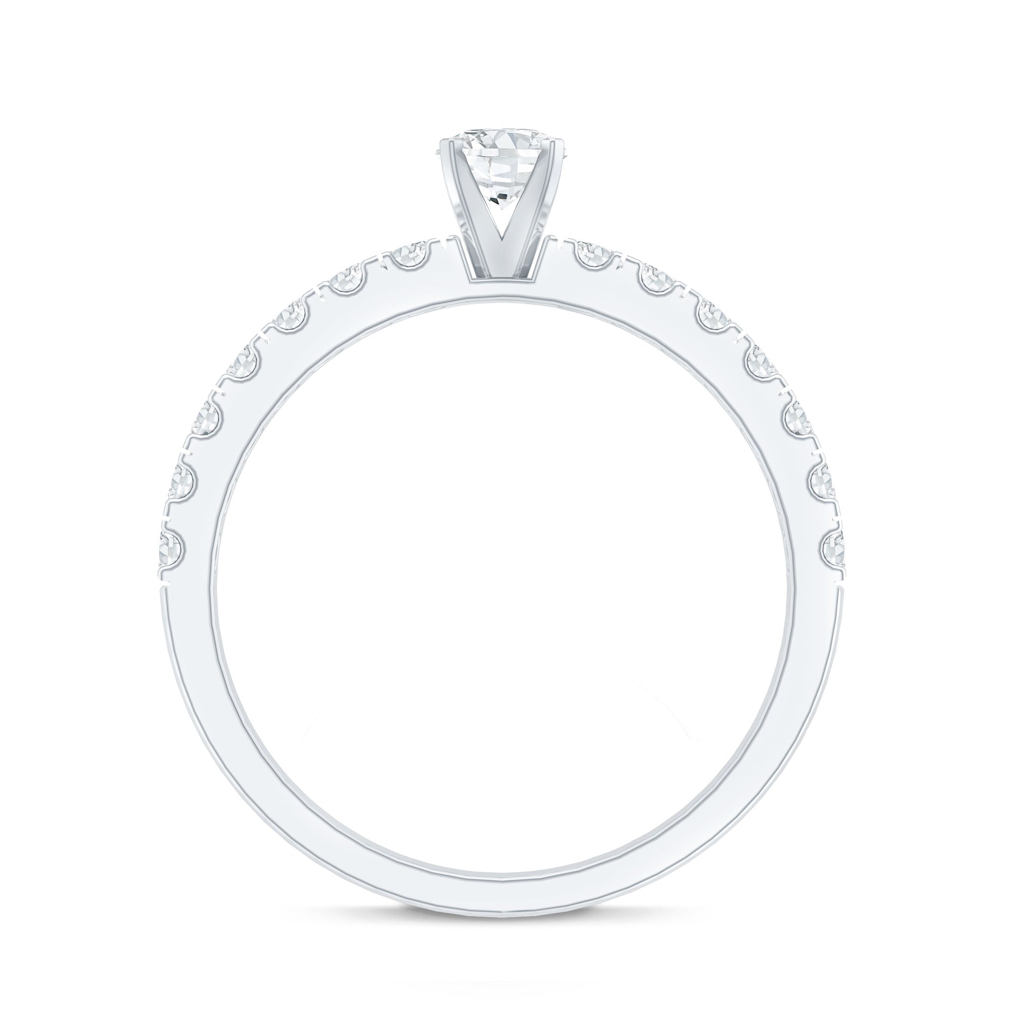 Certified Lab Grown Diamond Engagement Ring with Side Stones Lab - ( EF-VS ) - Rosec Jewels