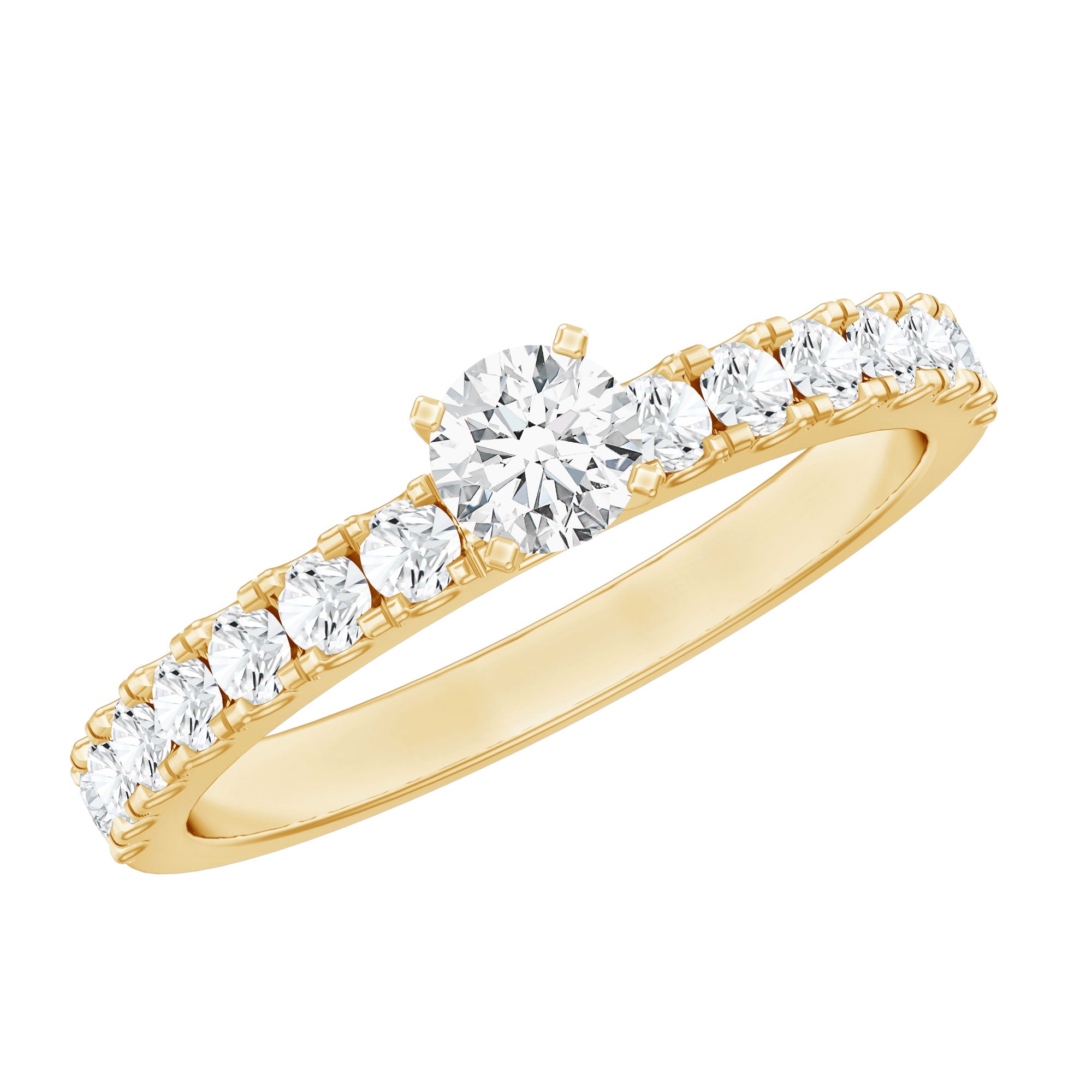 Certified Lab Grown Diamond Engagement Ring with Side Stones Lab - ( EF-VS ) - Rosec Jewels