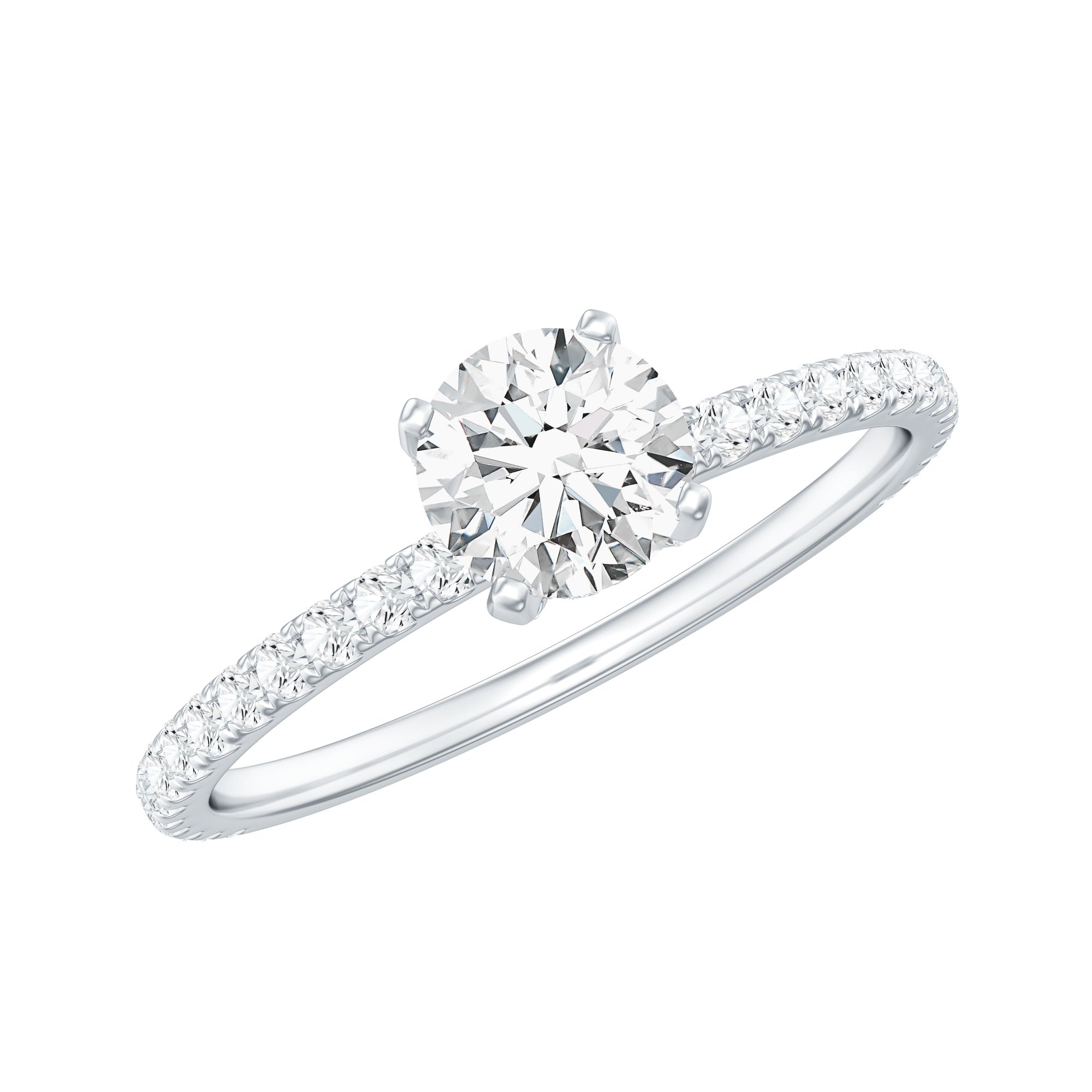 Rosec Jewels-Lab Grown Diamond 5 MM Solitaire Engagement Ring with Side Stones