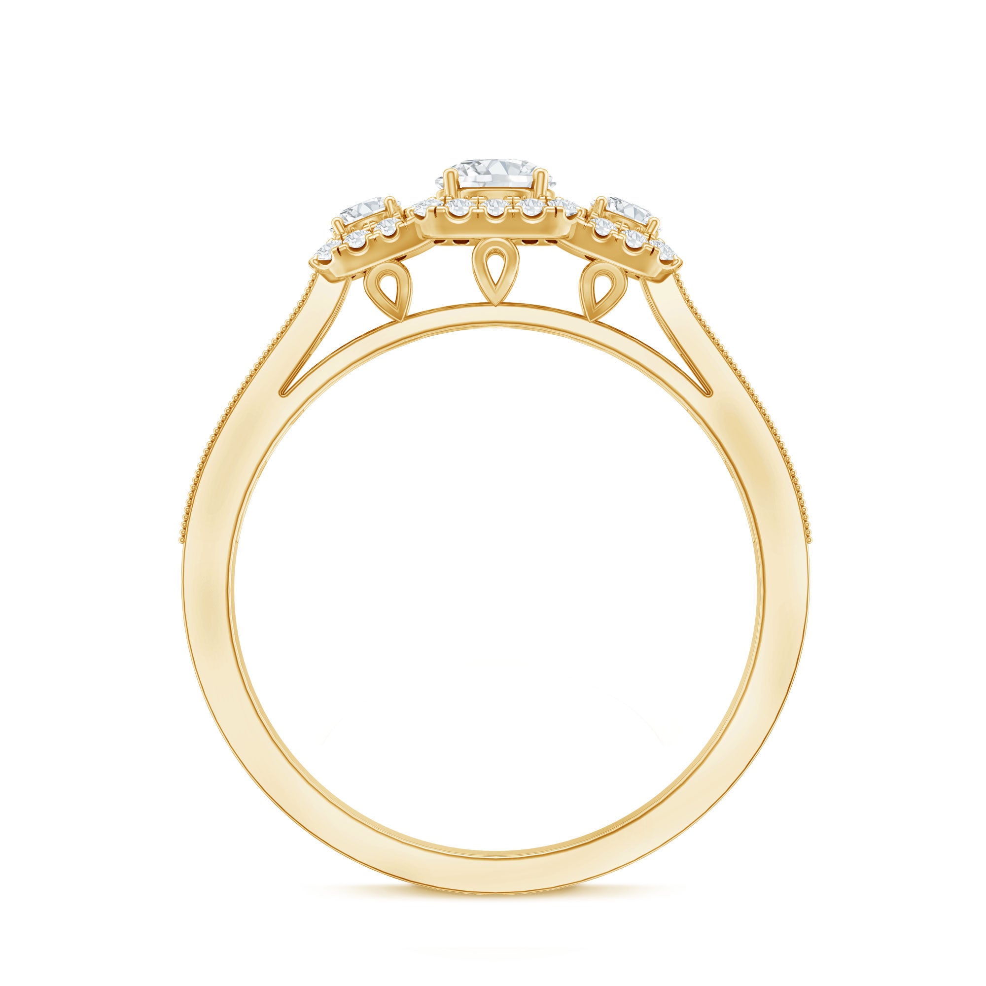 Certified Lab Grown Diamond Three Stone Engagement Ring Lab - ( EF-VS ) - Rosec Jewels