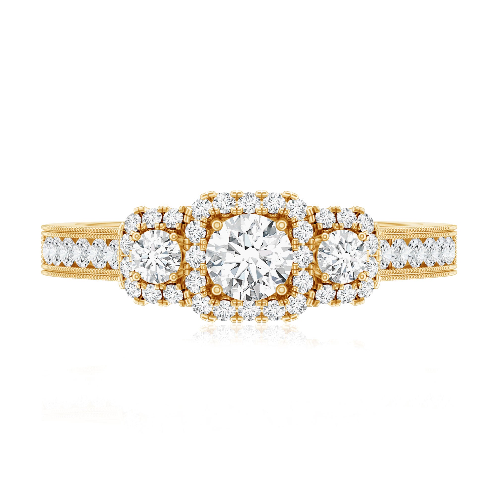 Certified Lab Grown Diamond Three Stone Engagement Ring Lab - ( EF-VS ) - Rosec Jewels