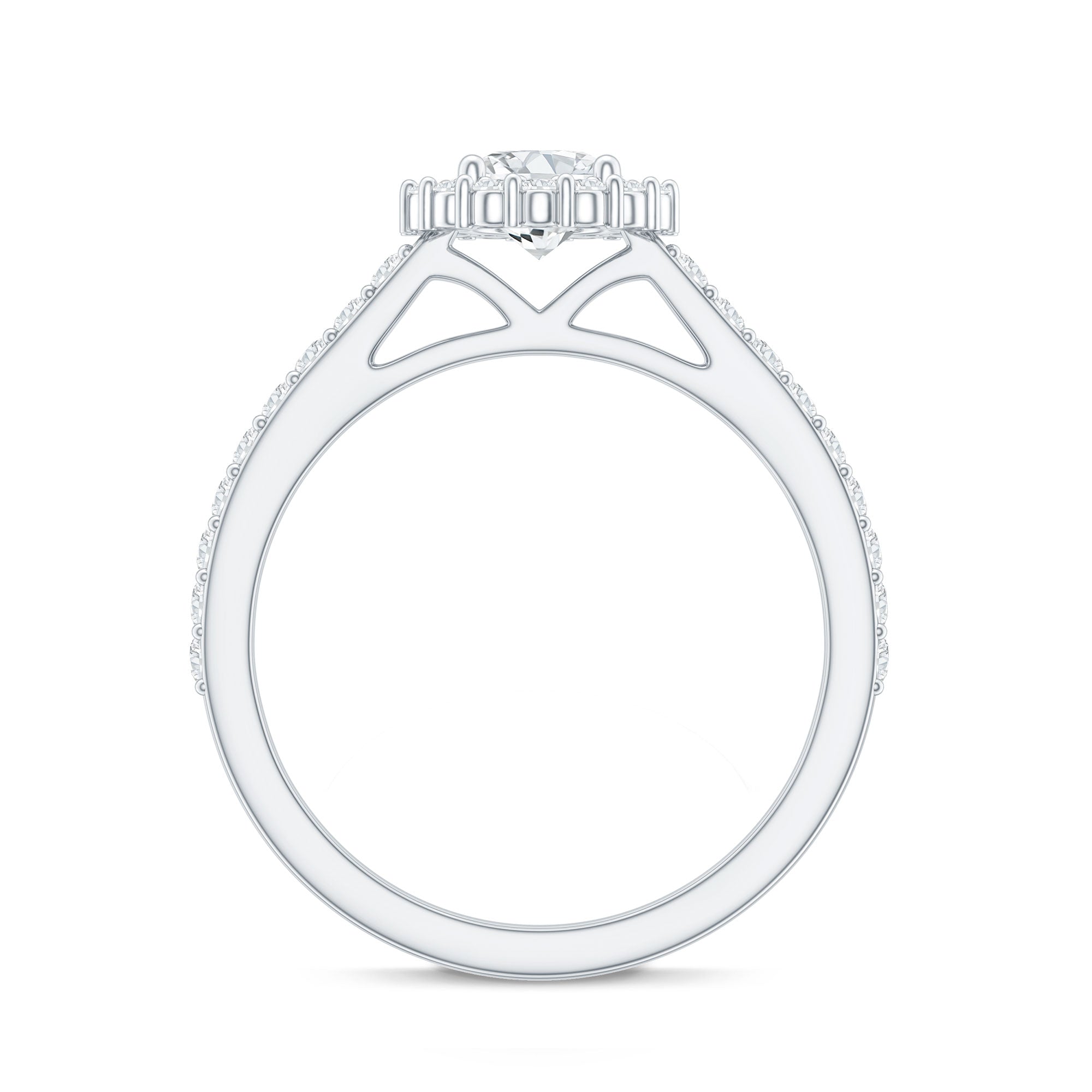 Rosec Jewels-Lab Grown Diamond Halo Engagement Ring With Side Stones
