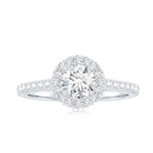 Rosec Jewels-Lab Grown Diamond Halo Engagement Ring With Side Stones