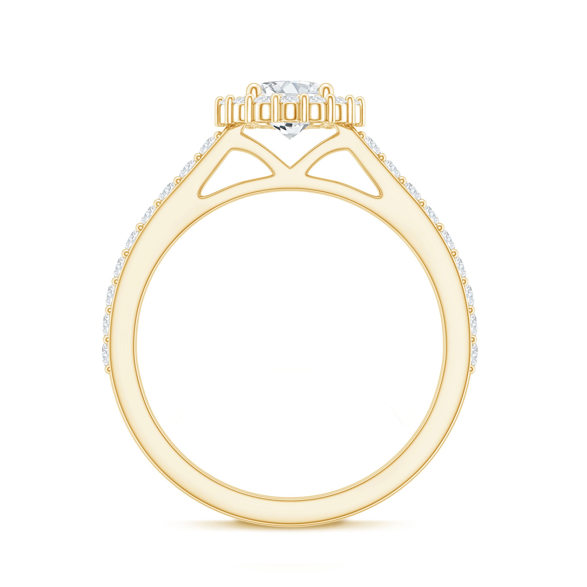 Rosec Jewels-Lab Grown Diamond Halo Engagement Ring With Side Stones