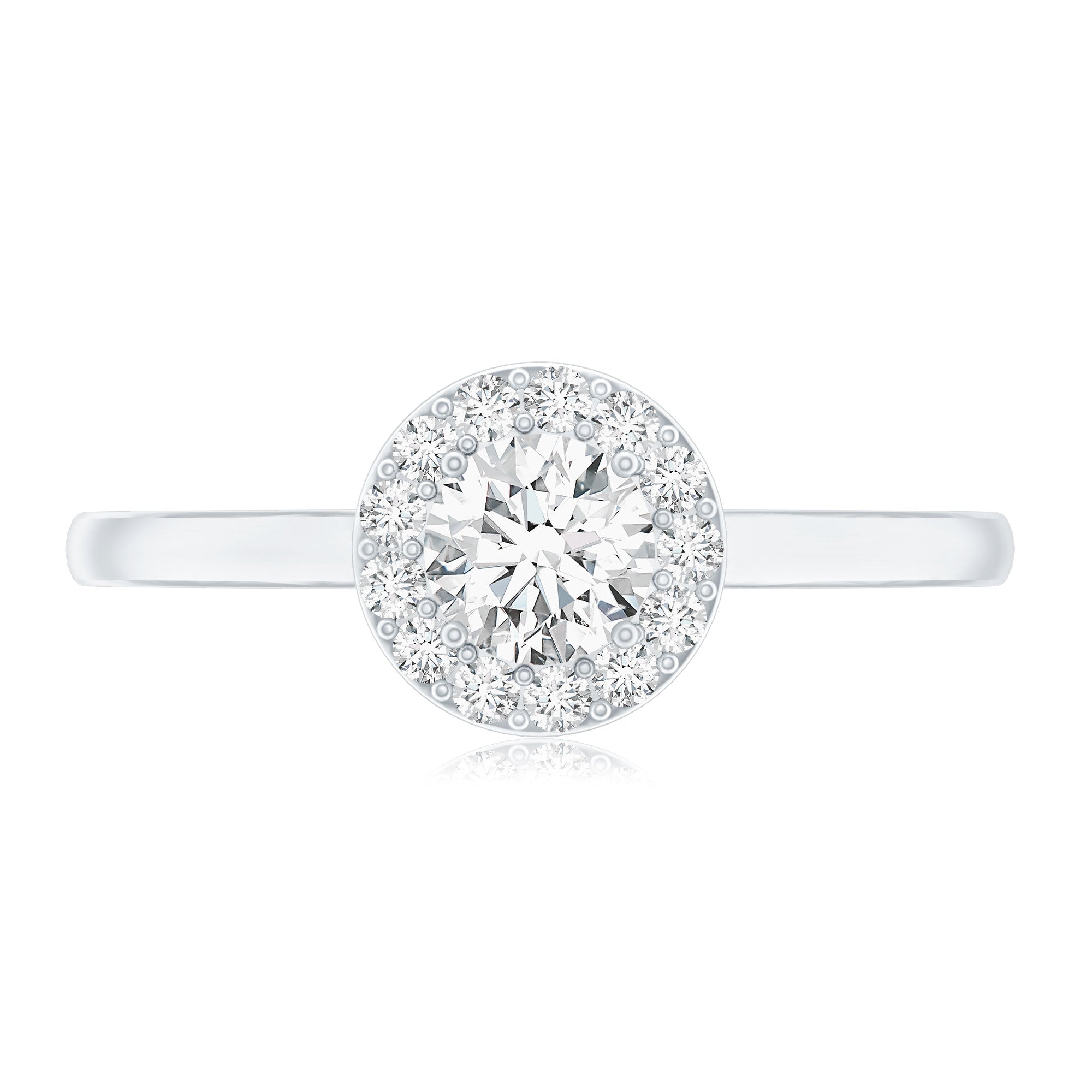 Certified Lab Grown Diamond Halo Promise Engagement Ring Lab - ( EF-VS ) - Rosec Jewels