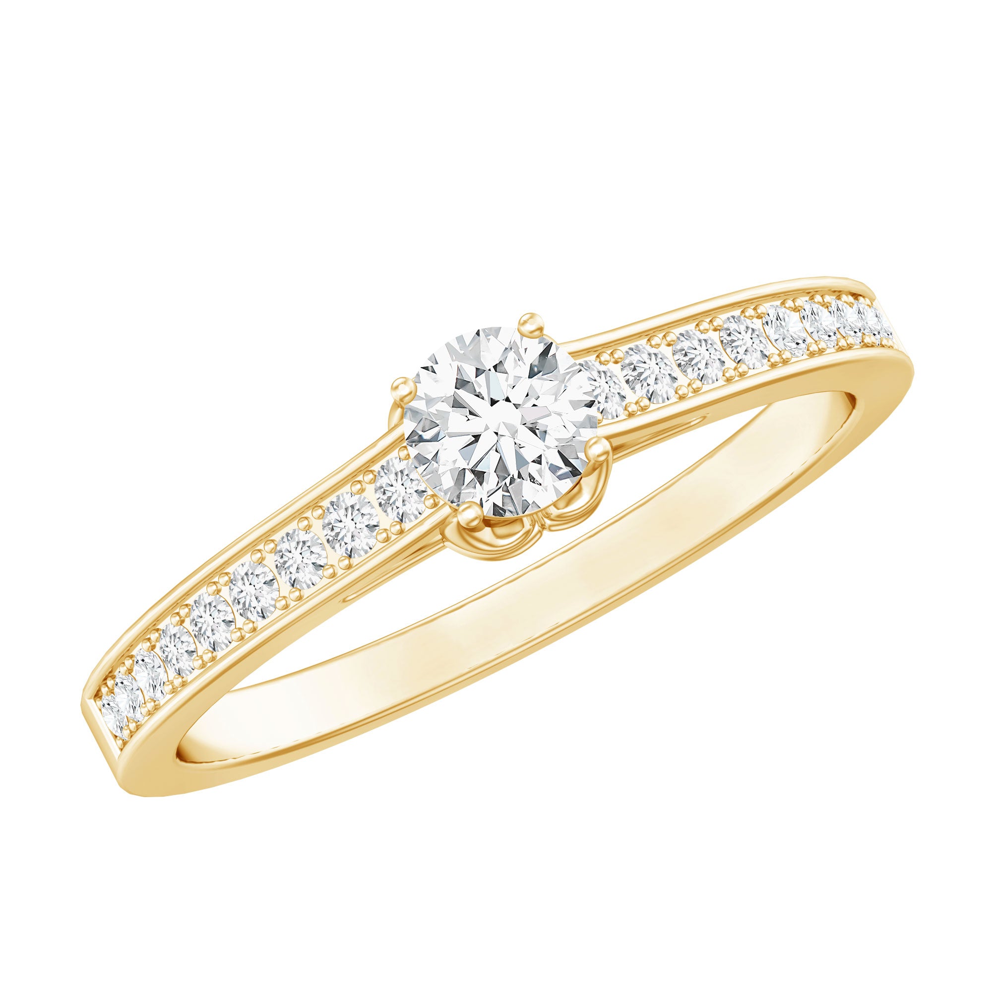 Certified Lab Grown Diamond Minimalistic Engagement Ring Lab - ( EF-VS ) - Rosec Jewels