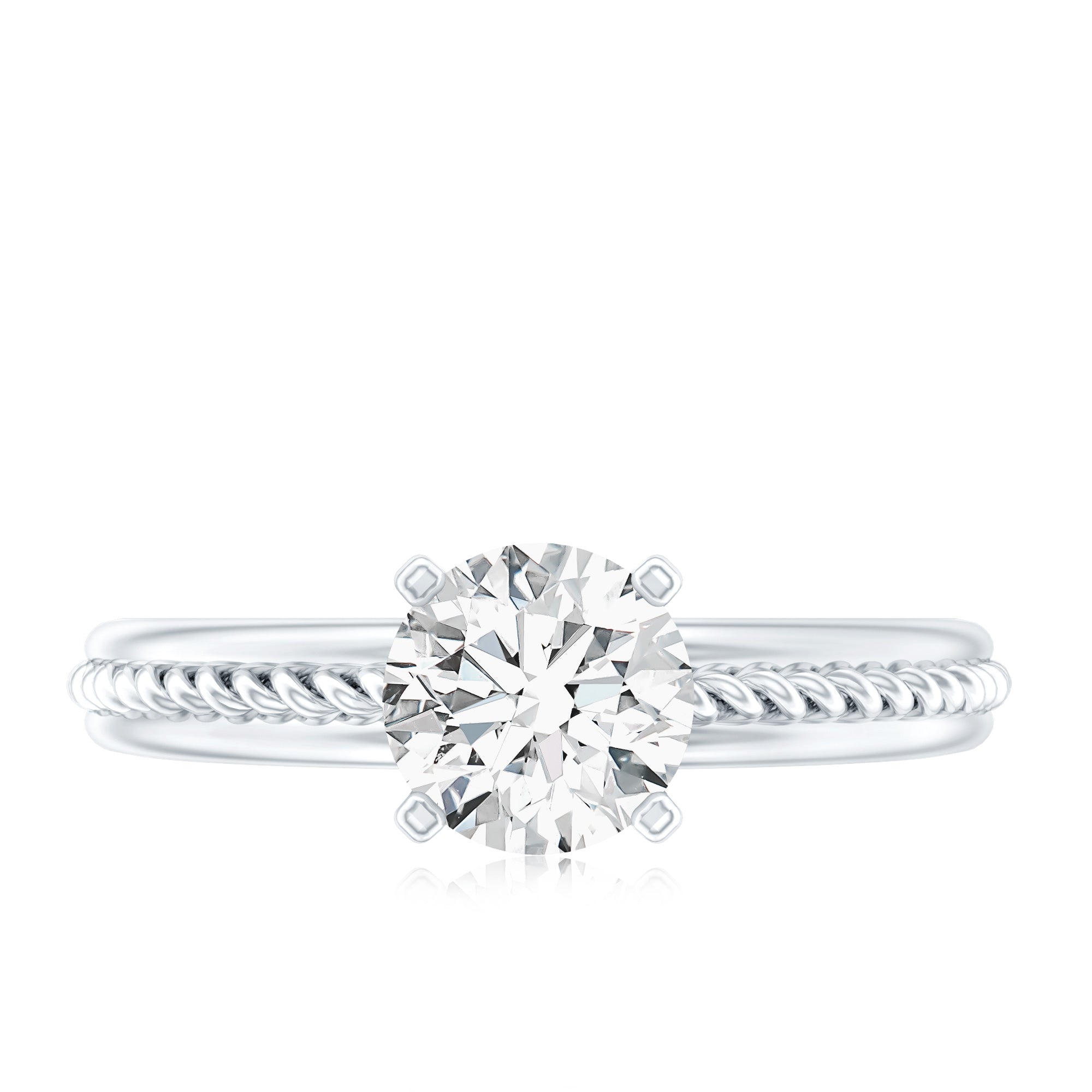 Rosec Jewels-Certified Lab Grown Diamond 5 MM Round Solitaire Promise Ring