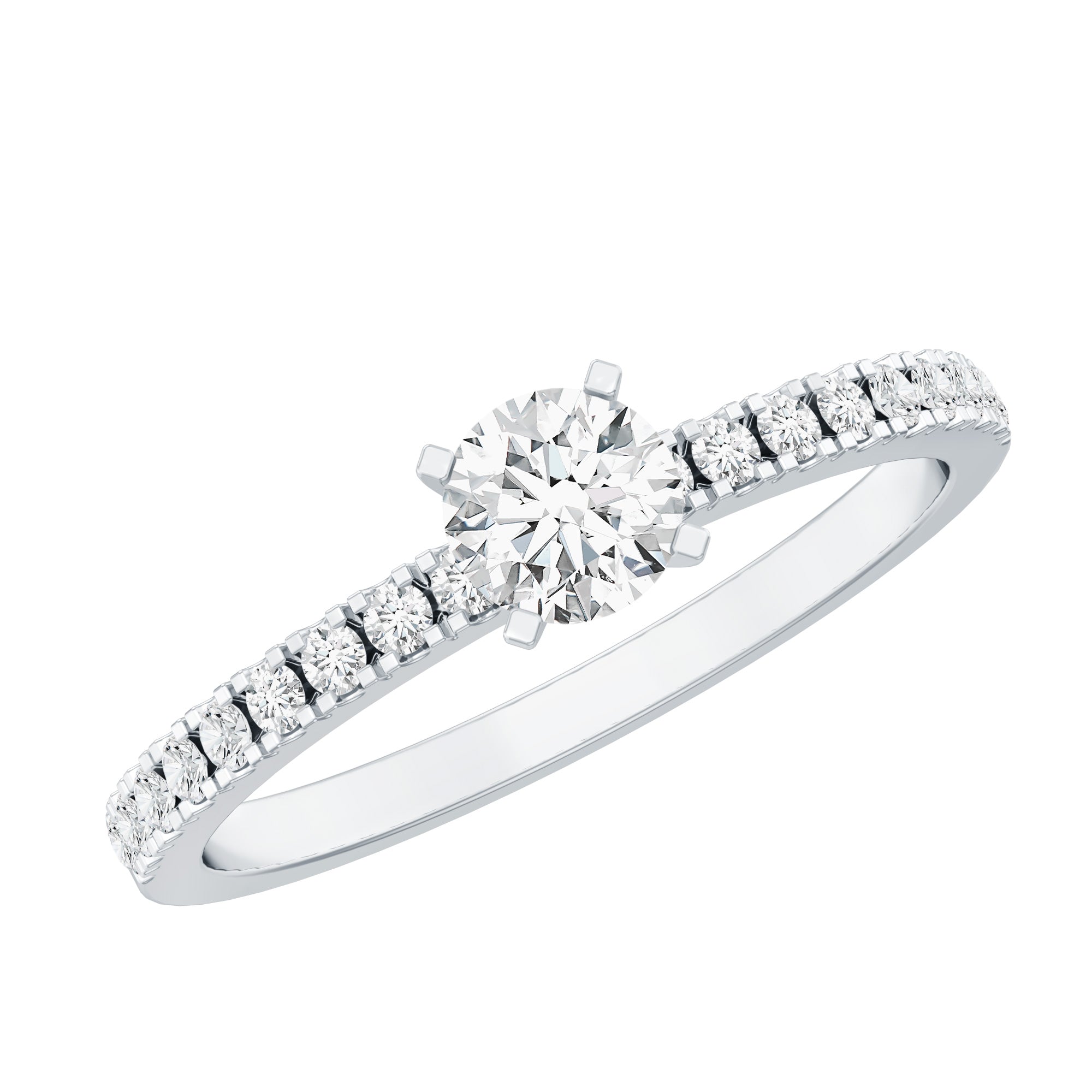 5 MM Lab Grown Diamond Simple Engagement Ring with Side Stones Lab - ( EF-VS ) - Rosec Jewels