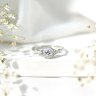 Certified 5 MM Lab Grown Diamond Halo Engagement Ring With Side Stones Lab - ( EF-VS ) - Rosec Jewels