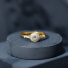 Certified 5 MM Lab Grown Diamond Halo Engagement Ring With Side Stones Lab - ( EF-VS ) - Rosec Jewels