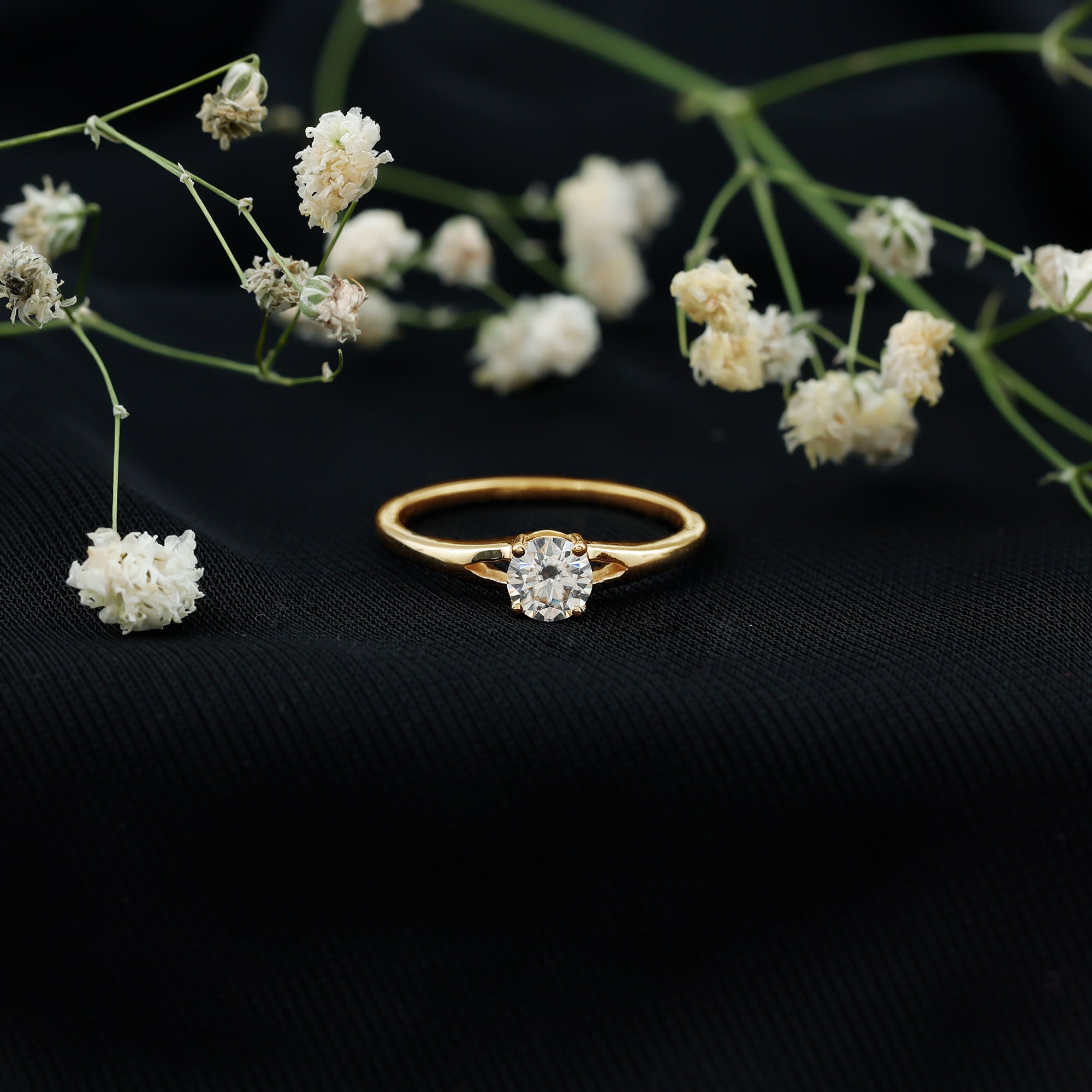 Rosec Jewels-Lab Grown Diamond 5 MM Solitaire Promise Ring With Split Shank