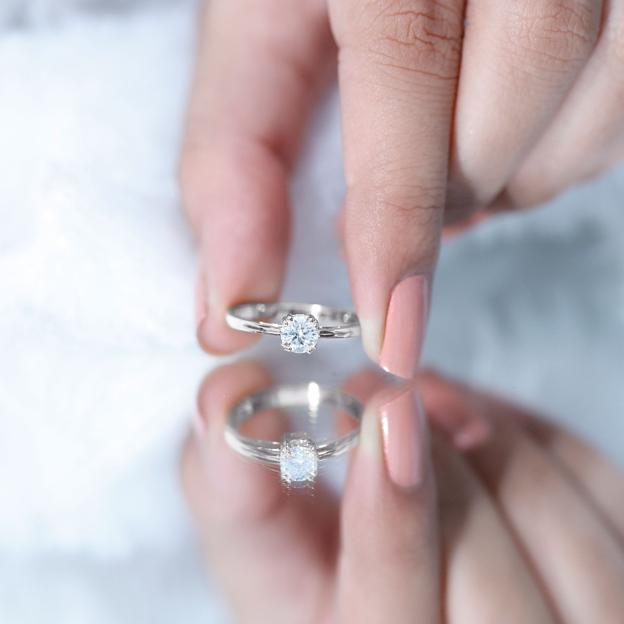 Certified 5 MM Lab Grown Diamond Solitaire Promise Ring Lab - ( EF-VS ) - Rosec Jewels