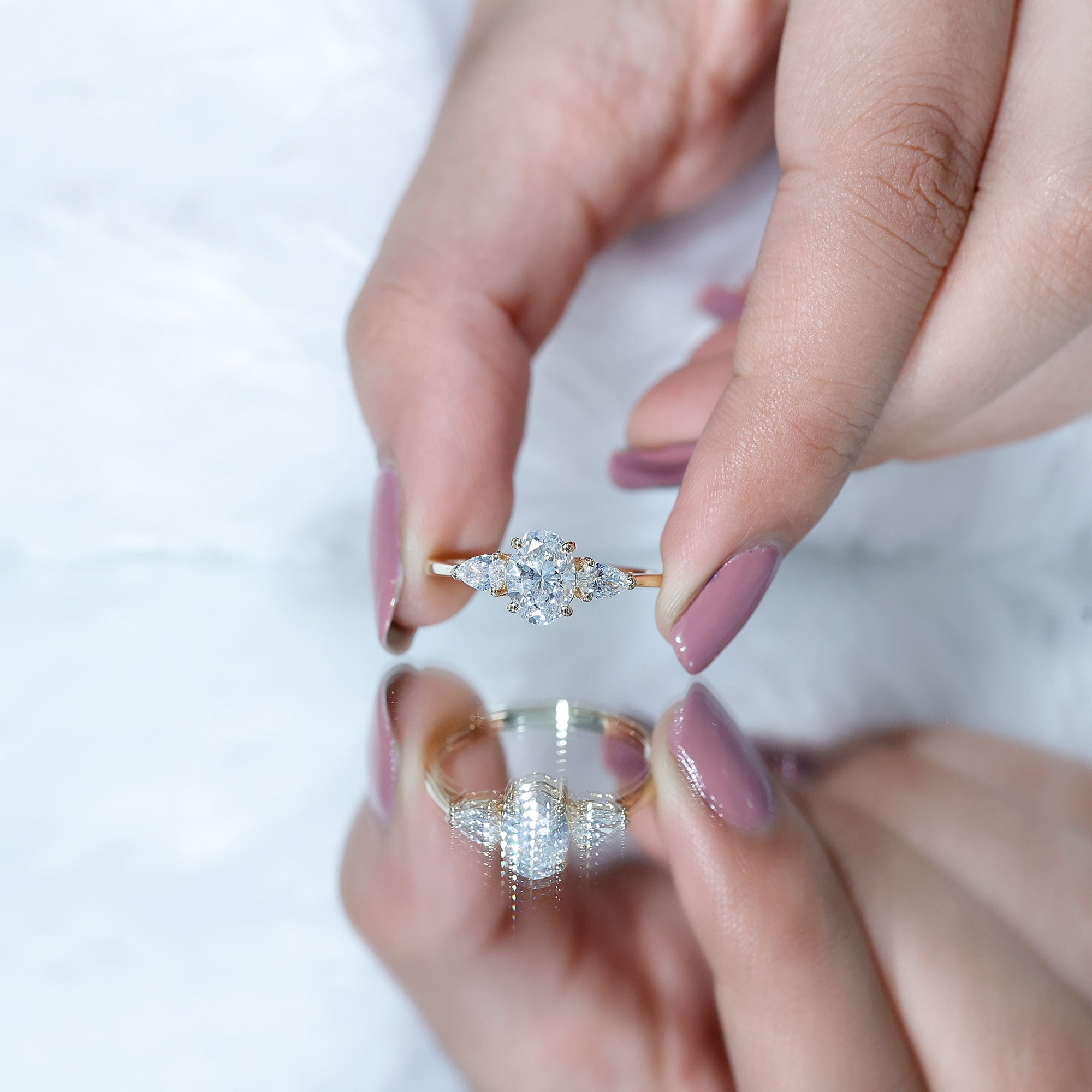 Rosec Jewels-Lab Grown Diamond Past Present Future Engagement Ring For Women