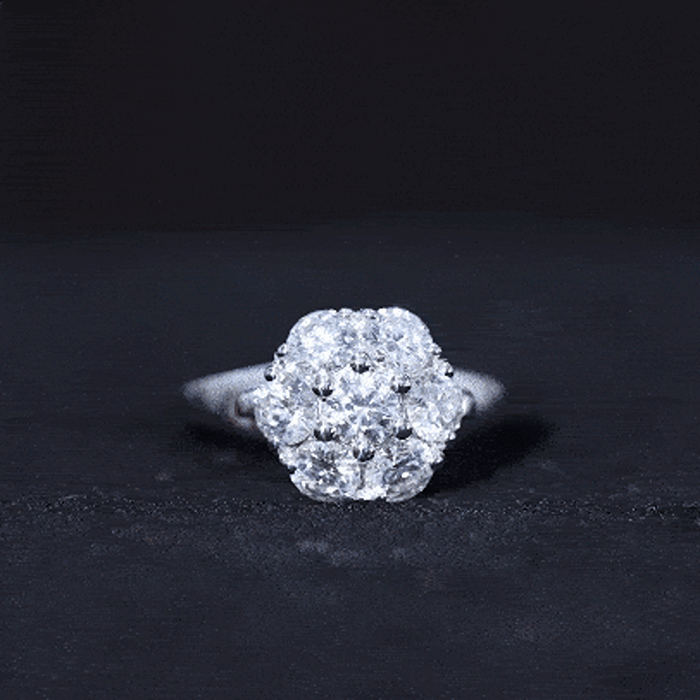 Certified Lab Grown Diamond Flower Engagement Ring Lab - ( EF-VS ) - Rosec Jewels