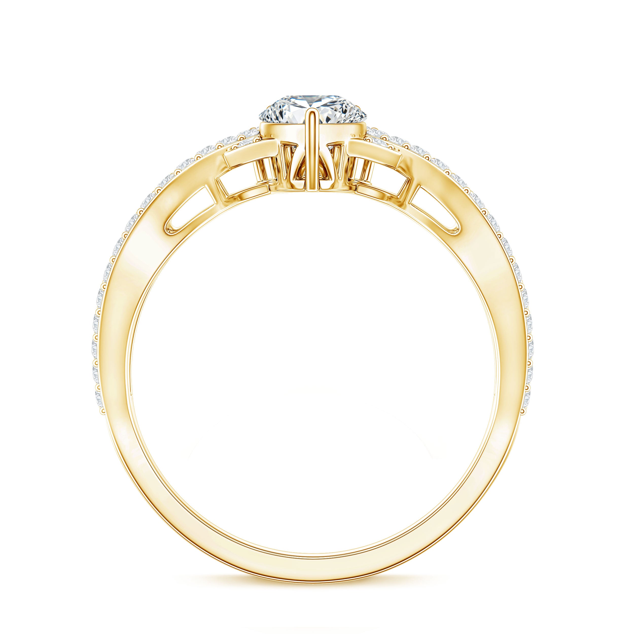 Lab Grown Diamond Teardrop Designer Engagement Ring Lab - ( EF-VS ) - Rosec Jewels