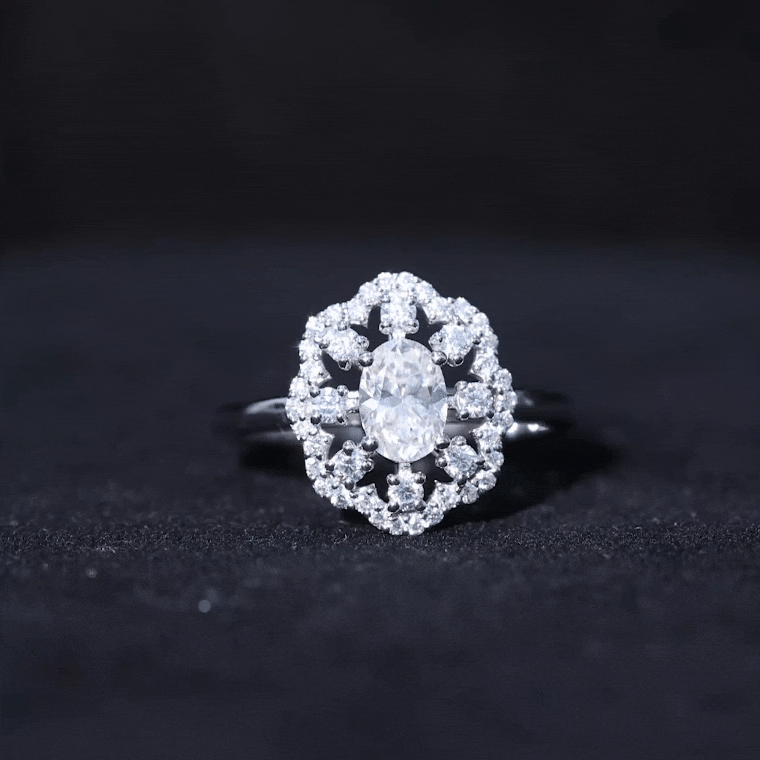Certified Lab Grown Diamond Statement Engagement Ring Lab - ( EF-VS ) - Rosec Jewels