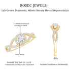 Certified Lab Grown Diamond Halo Criss Cross Engagement Ring Lab - ( EF-VS ) - Rosec Jewels