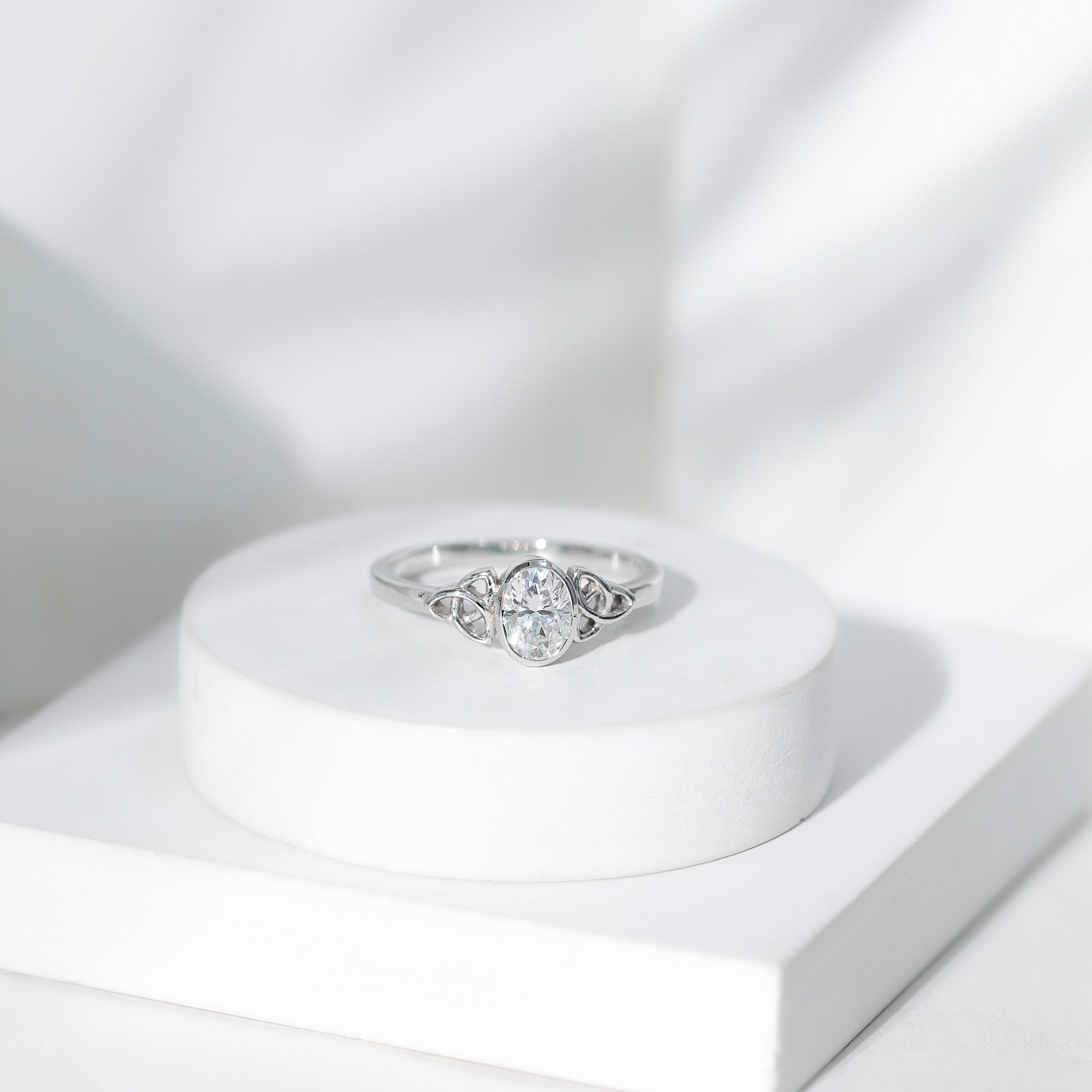 Rosec Jewels-5X7 MM Oval Lab Grown Diamond Celtic Knot Engagement Ring