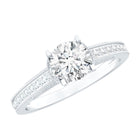 Certified Lab Grown Diamond 6 MM Round Engagement Ring With Side Stones Lab - ( EF-VS ) - Rosec Jewels