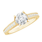 Certified Lab Grown Diamond 6 MM Round Engagement Ring With Side Stones Lab - ( EF-VS ) - Rosec Jewels