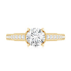 Certified Lab Grown Diamond 6 MM Round Engagement Ring With Side Stones Lab - ( EF-VS ) - Rosec Jewels